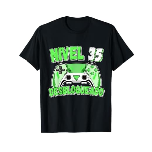 Nivel 35 Desbloqueado Gamer 35 Años 35 Cumpleaños Camiseta