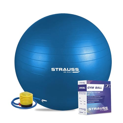 Strauss Anti Burst Gym Ball with Foot Pump, 65 Cm