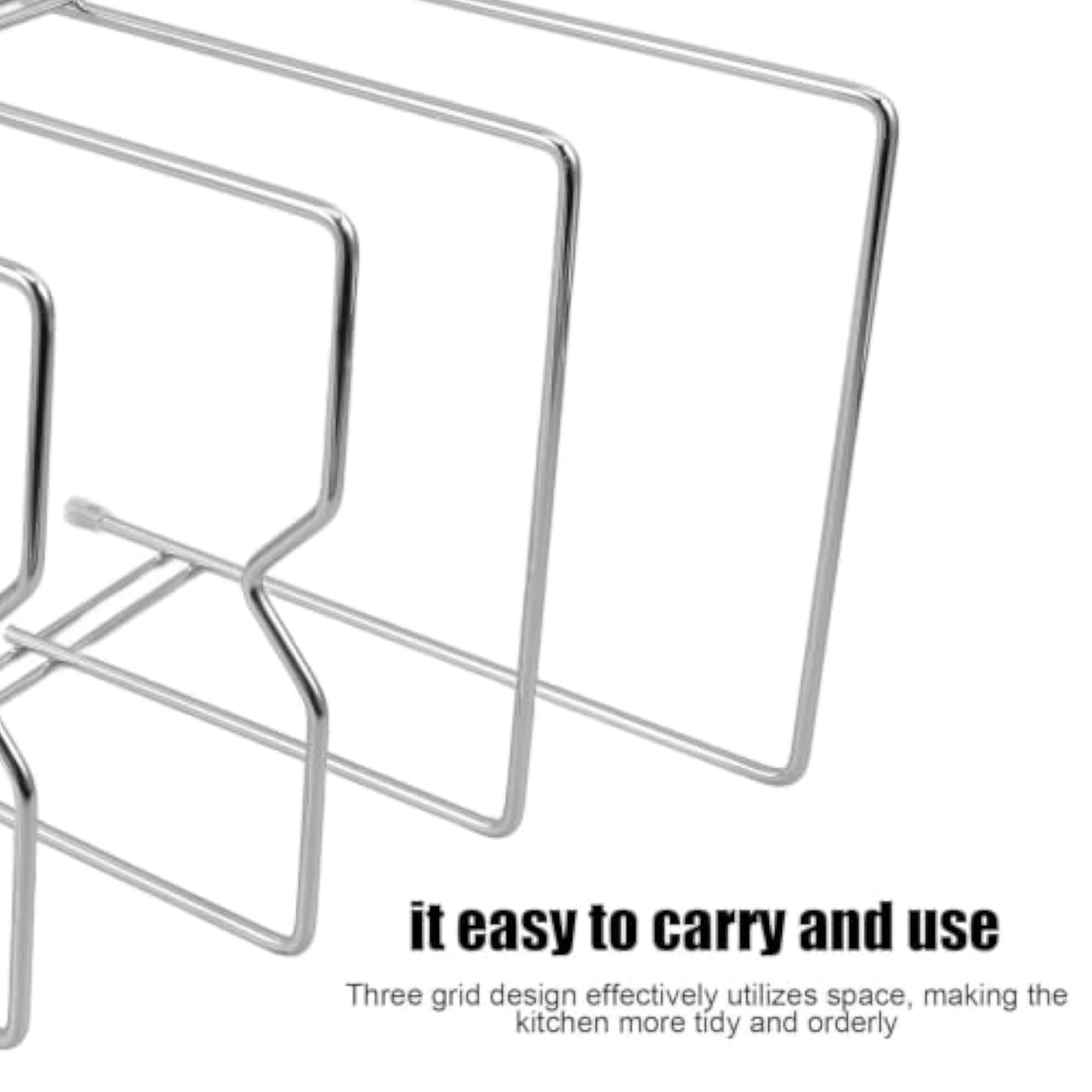 Cutting Board Holder with Tray, Three-compartment Lid Organizer
