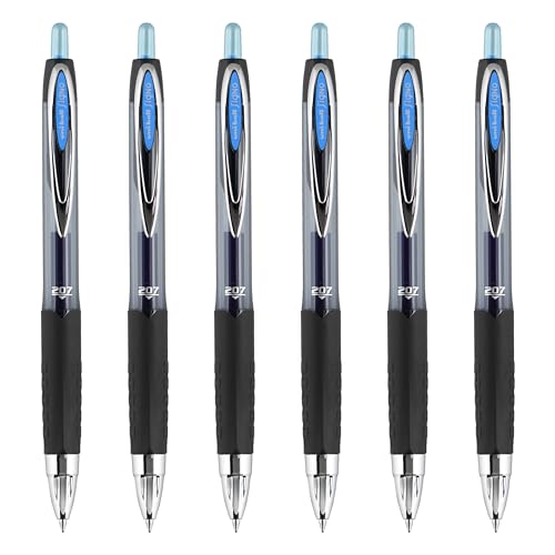 Image of uniball 207 Retractable Gel Pen, Medium Point (0.7mm), Light Blue Ink, 6 Pens