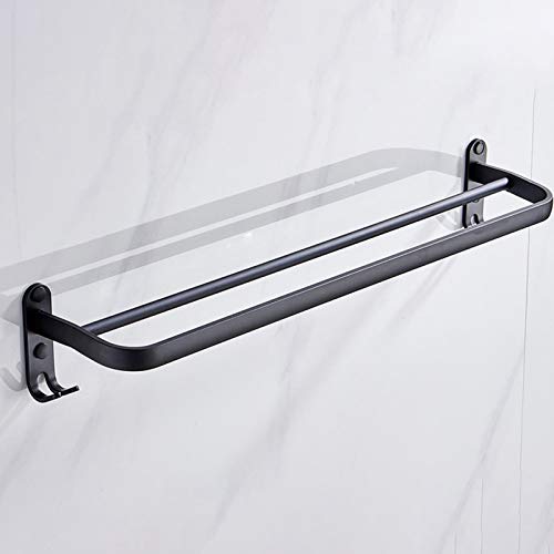 Porte-serviettes double 60 cm durable finition noire luxe
