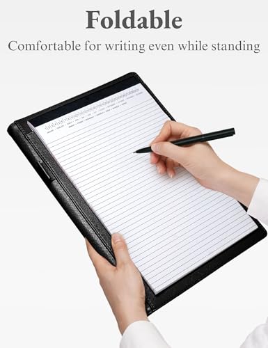 Image of Mymazn Padfolio Portfolio Folder, Faux Leather Interview Resume Folder with Document Organizer & Business Card Holder, Letter-Sized Notepad Legal Pad Holder for Men Women (Black)