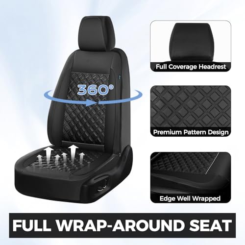 Image of FLORICH Seat Covers, Atomutive Seat Covers Full Sets, Waterproof Seat Cover for Cars, Luxury Leather Universal Seat Cover Accessories Fit for Most Cars SUV Truck Sedans(Black)