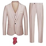 YND Men's Slim Fit 3 Piece Suit Set, One Button Blazer Vest Pants, Solid Party Wedding...