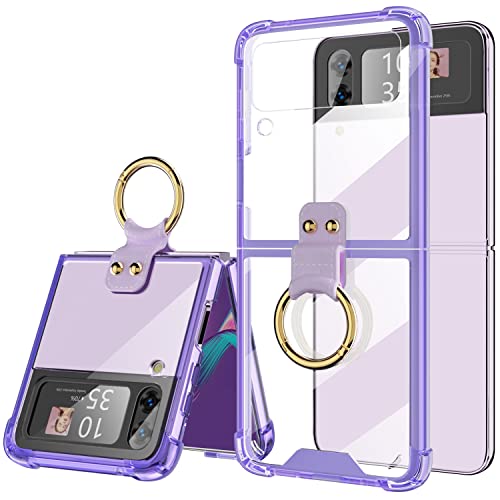 Coque Samsung Z Flip 4 avec anneau antichoc violet transparent pour sécuriser votre smartphone