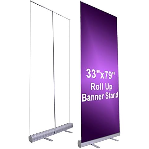 Instahibit 33"x79" Aluminum Retractable Roll up Banner Stand Conference Display Trade Show Promotion Sign Cover