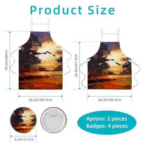Tablier de cuisine pour restaurant bistrot et bar avec broches motif science-fiction