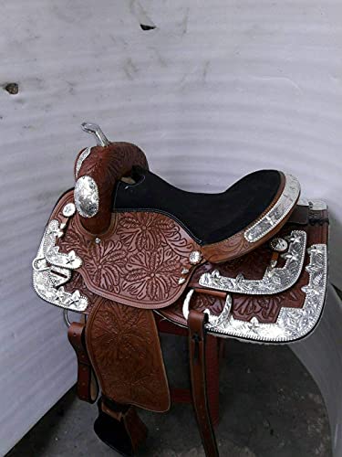 Equestrian Universe Western Fully Show Selle avec canchos d'angle argentés et tapis de selle