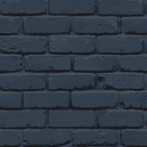 Fine Decor FD43602 Papier peint Motif briques peintes Bleu marine