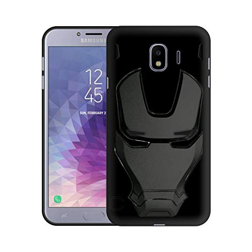 Image of COVERLY Official 3D Touch Feel Trending Marvel Avenger Logo Mask Soft Rugged Grip Iron Man Super Power Cartoon Movie Engraved Silicone Matte Back Cover for Samsung Galaxy J2 Core -Black