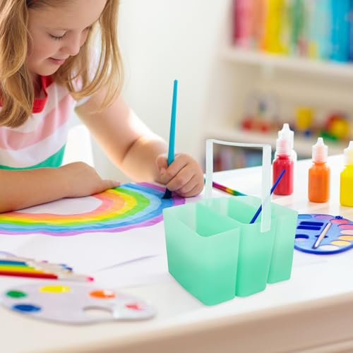 Image of Brush Washing Bucket, Three-in-one Plastic Bucket Painting Brush Holder, Portable Detachable Multifunction Paint Brush Washing Bucket for Watercolor Outdoor Indoor Painting (Green)