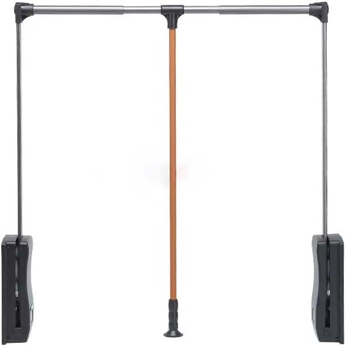 Soft Close Pull Down Closet Rods, Adjustable Wardrobe Rail Lift Collapsible Closet Rod Aluminium Retractable Wardrobe Hanger Clothing Rail Closet Lift Organizer Storage Lifter (Color Mocha)