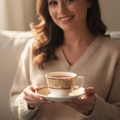 Image of U.P.C. Toughened Glass Cup with Saucer Set of 12 Pcs (S-Cup White20)