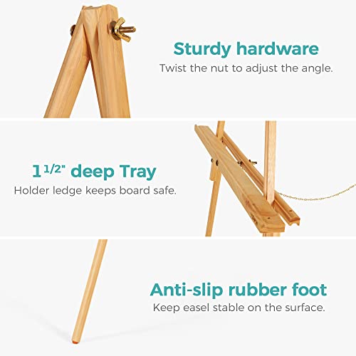 Viswin 63" Wooden Tripod Display Easel Stand For Wedding Sign, Poster, A-Frame Artist Easel Floor With Tray For Painting, Canvas, Foldable Easel - Natural #TOP4