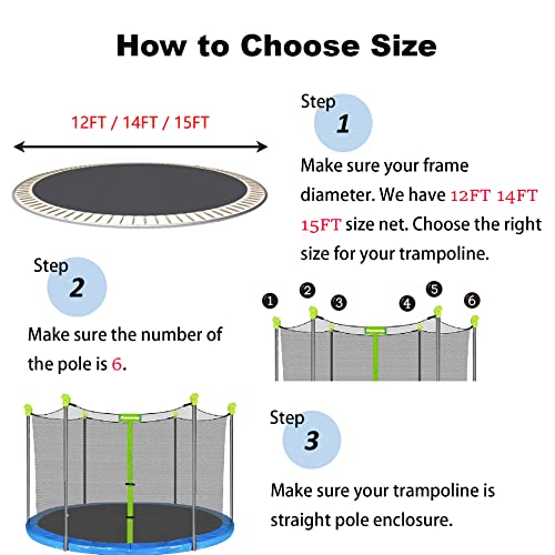 image for Powenergy Trampoline Net Replacement 14FT Safety Enclosure Net with Ad