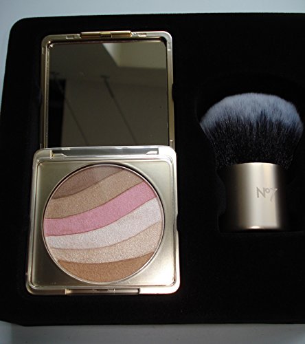 BOOTS No 7 Shimmer Palette 7 g / 0.24 Oz with Round Kabuki Brush Sun Swept Bronzing Set Limited Edition