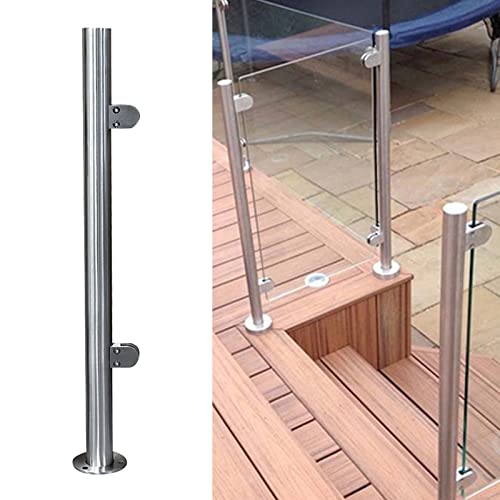 Glass Railing Post 43" End Post - 304 Stainless Steel Glass Balustrade Railing Post Glass Deck Railing System Glass Fence Pole Garden Fencing Glass Panels Post(Cannot Add Handrail Version)