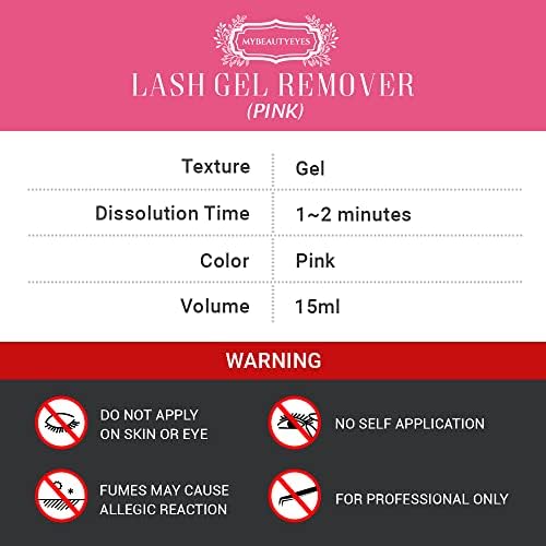 Eyelash Extension Lash Gel Remover Pink 15 ml/Quickly and Easily Removes Eyelash Extension Adhesive/Fast Dissolution Time