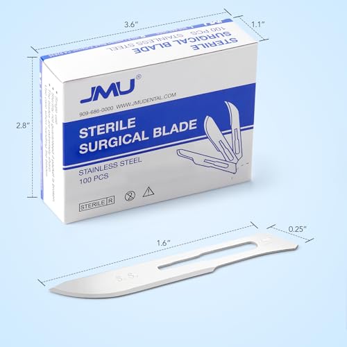 Image of JMU 100pcs Sterile Surgical Blades #10, Stainless Steel Scalpel Blades, Individually Foil Wrapped