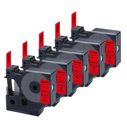 2PK?10PK 12mm D1�e�[�v 45013 45010 45016 45017 45018 45019 �v�����^�p�i�ƌ݊������� LM160 280 ���x���[�����p���i�ԍ� 45013(5PK Black on Red)