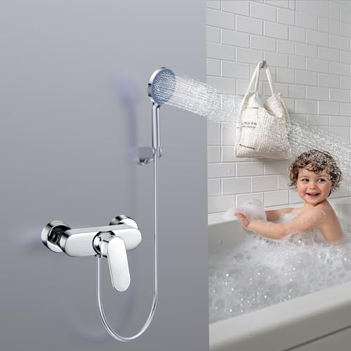 Mitigeur douche monocommande robinet mural chromé avec bec standard G ½ - 5