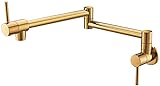 Foldable Kitchen Faucet Wall Mounted, Brass Universal Double Handle Cold Water Tap Telescopic, Mixer