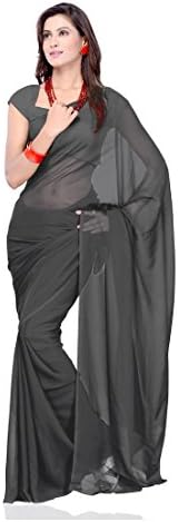 Sonika Plain Chiffon Saree (SF020_Grey)