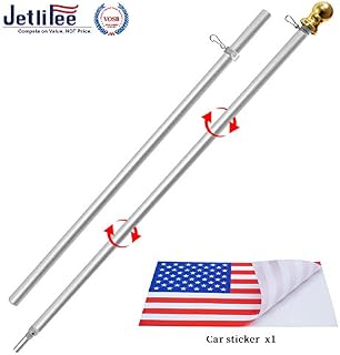 Jetlifee Tangle Free Spinning Flag Pole Veterans Owned Biz. 6ft Aluminum No Tangle