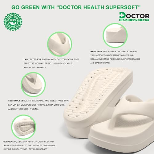 Image of DOCTOR HEALTH SUPER SOFT Women's Thick Sole EVA Flip Flops | Soft Cushioned Cloud Comfort Slippers | Lightweight Anti-Slip Open Toe Casual Sandals for Indoor Outdoor Everyday Wear