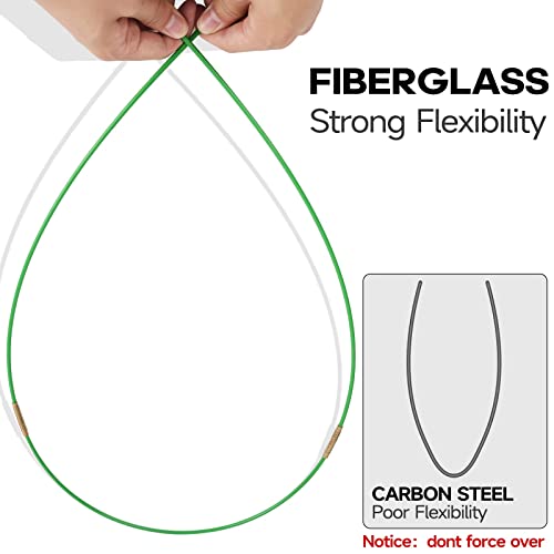 14Ft Fiberglass Running Electrical Wire Cable Glow Rods Wire Pulling, Fish Rods Electrical Kit With 8 Different Attachments And Fish Tape Wire Puller Kit1 #TOP4