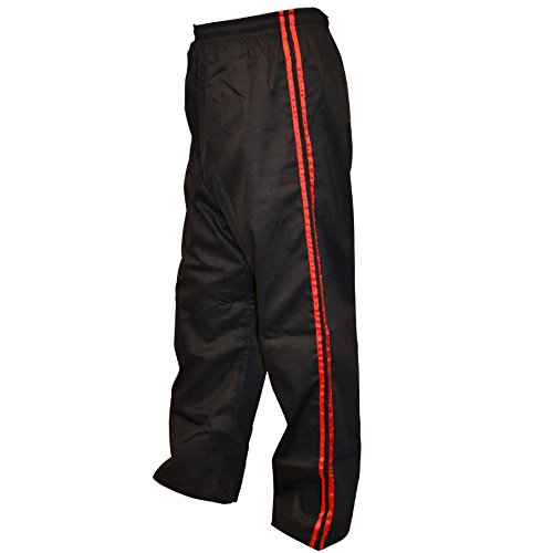 TurnerMAX Artes Marciales Karate Pantalones Negro con Red Stripe 160
