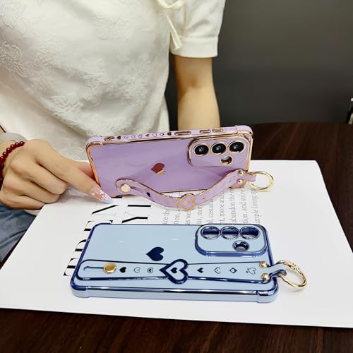 Coque Samsung S26 anti-chute avec cordon de poignet violet
