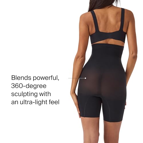 SPANXsculpt Seamless Power High-Waisted Mid-Thigh Short - Lightweight, All-Day Comfort - Core Control Shapewear - Very Black - Medium