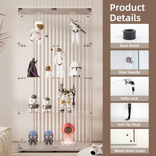 Image of Beauty4U Glass Display Cabinet with 13-Color LED, 4-Tier Curio Cabinet