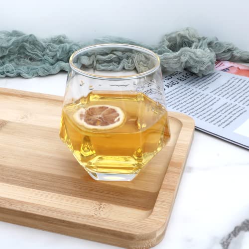 Diamond Wine Glasses,Stemless Red Wine Glass Cups Set Of 12,Geometric Clear 10 Oz Glassware White Wine Glass Tumblers For Cocktail,Bourbon,Whiskey,Birthday,Party #TOP5