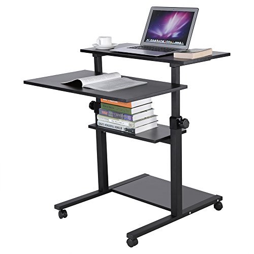 zerone Adjustable Computer Desk, Computer Desk with computer table desk with shelves for PC, Adjustable 71-94u00a0cmu00a0u0096u00a02u00a0Colour Choice Black