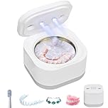 Livoni Retainer Cleaner, Ultrasonic Cleaner for Dentures, Dental Pod, Aligner, Mouth Guard, Toothbrush Head, 45KHz Ultrasonic Cleaner Machine with UV for All Dental Appliances