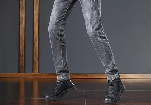 Men's Slim Jeans Elastic Washed Denim Pants Straight Embroidery Trousers Fashion Trendy Clothing2