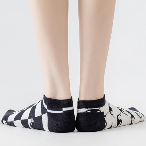 Image of 2 Pairs Funny Cartoon Animal Print Cotton Ankle Socks for Women Teens