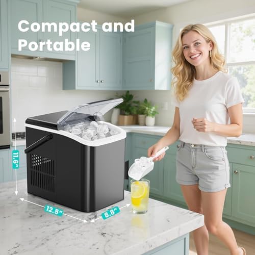 OLIXIS Ice Maker Machine with Handle,26lbs in 24 Hours, Portable Ice Maker - 5