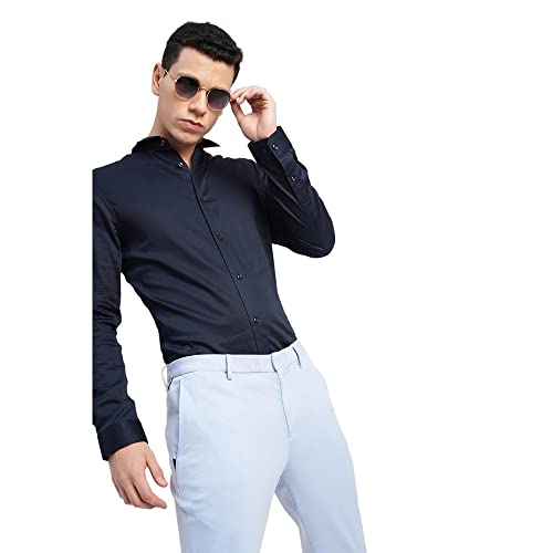 Image of Jack & Jones Solid Cotton Slim Fit Mens Casual Shirt
