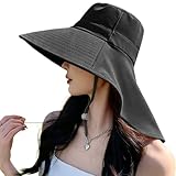 [DPEAN] uvカット 帽子 レディース 日焼け防止 【UPF50+・広いつば12cm・首すじしっかり保護】 紫外線対策 接触冷感 吸汗速乾 通気性メッシュ 折りたたみ可 小顔効果 あご紐付き サイズ調整可能 自転車 登山 海辺 農作業 通勤 旅行 ブラック
