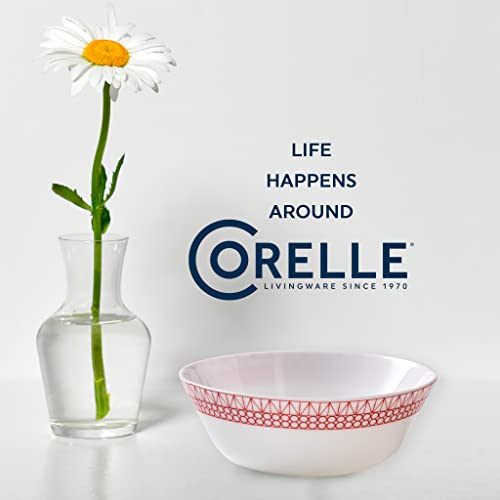 Corelle Everyday Expressions 4-Pc Soup/Cereal Bowls Set, Service for 4, Durable and Eco-Friendly 18-Oz Bowls, Higher Rim Glass Bowl Set, Microwave and Dishwasher Safe, Azure Medallion