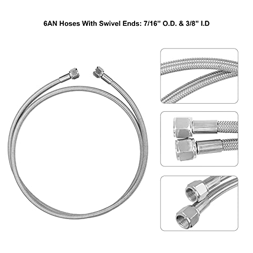 Tikscience Flexible Ss Braided Transmission Cooler Hose Line Fit For Ford C4 - C6 - Aod, For Gm Chevy 1996 And Newer 4L80E, For Turbo 350/ 400/ 200 - 200R4/700R4 - 4L60 - 4L60E - 4L65E #TOP3
