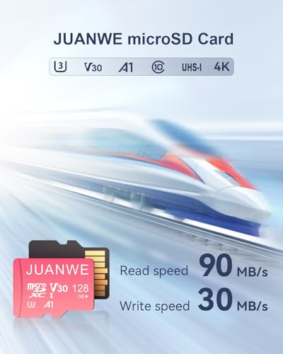 Image of JUANWE 128GB Micro SD Card 128GB TF Card with Adapter, microSDXC Memory Card for Camera, Drone, U3, A1, V30, 4K UHD, UHS-I, SD Card