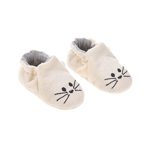 LÄSSIG Babyschuhe Erstlingsschuhe bis 6 Monate Bio-Baumwolle GOTS Einheitsgröße/Baby Shoes Little Chums Cat, beige