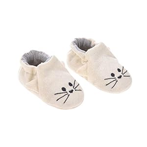 LÄSSIG 1532005108 Babyschoenen, eerste schoenen, tot 6 maanden, biologisch katoen, GOTS eenheidsmaat, babyschoenen, Little Chums Cat, grijs, 28 g, beige