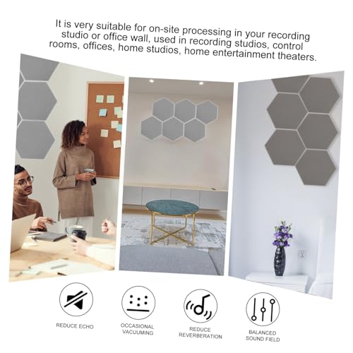 Paneles acústicos hexagonales HANABASS 6 piezas, alta densidad, tratamiento acústico para oficina en casa, resistente al fuego, absorbentes de sonido para habitaciones miniatura 3