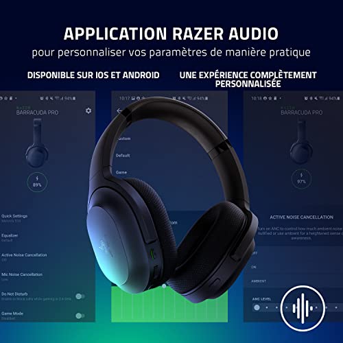Razer Barracuda Casque Gaming sans Fil Multiplateforme pour Le Jeu et Le Mobile SmartSwitch Dual Wireless Micros Antibruit Triforce 50mm Batterie 40h USB C - vue 7