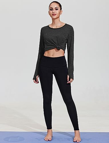 PINSPARK Long Sleeve Workout Tops for Women Mesh Workout Shirts with Thumb Holes for Hiking Yoga Running Pilates4